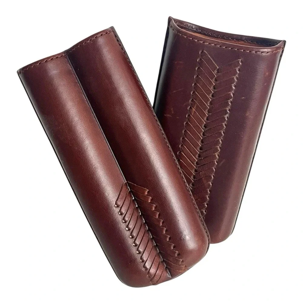 Brighton Genuine Leather Braided Pattern Double Cigar Travel Case